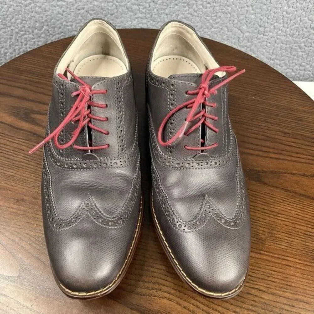 Cole Haan Shoes Mens Size 9 W Gray Leather Wingtip Brogue Made Air Collab C10557